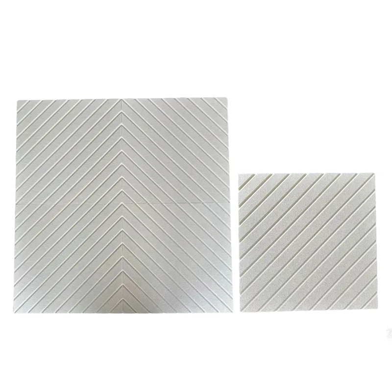 แผงอะคูสติก PET สักหลาดสีเบจ V-channel