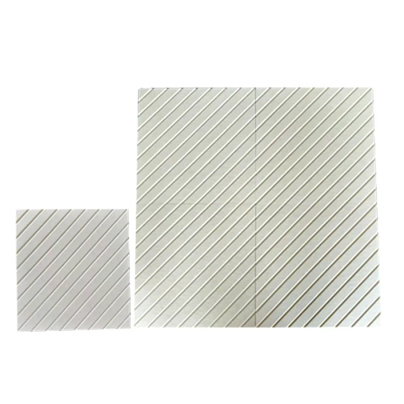 แผงอคูสติก PET Felt ร่องวีสีเบจ สีเบจ